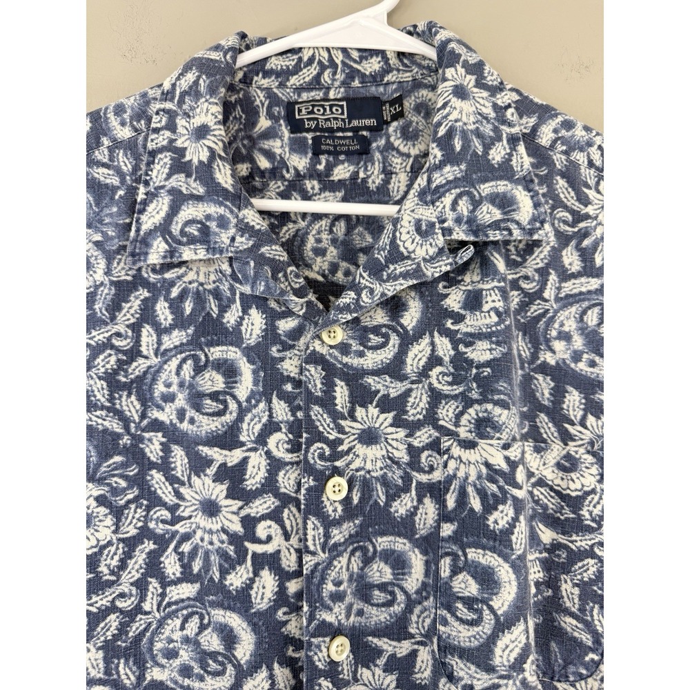 Polo Ralph Lauren Caldwell Shirt Men's XL Loop Collar Hawaiian Floral Paisley